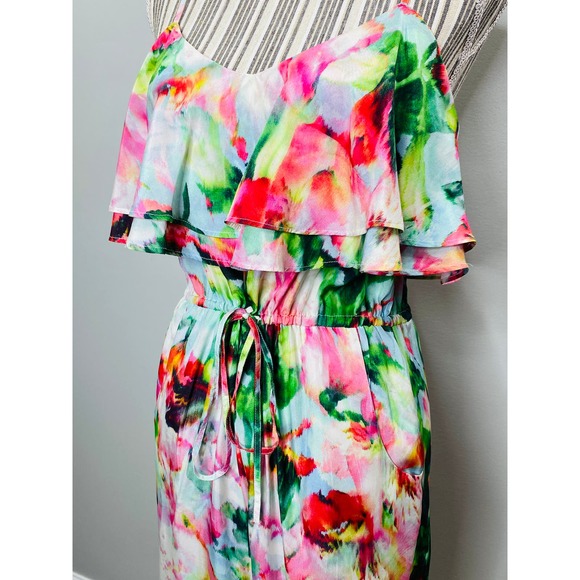 Anthropologie Fleur Wood Ikebana Floral Silk Jumpsuit XS Femme Casual Chic Luxe - Picture 6 of 9